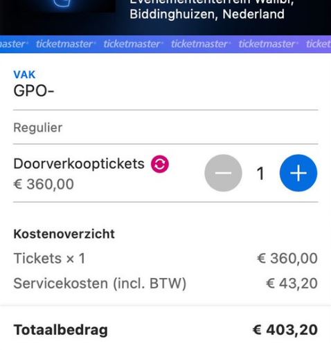 Ticketmaster servicekosten